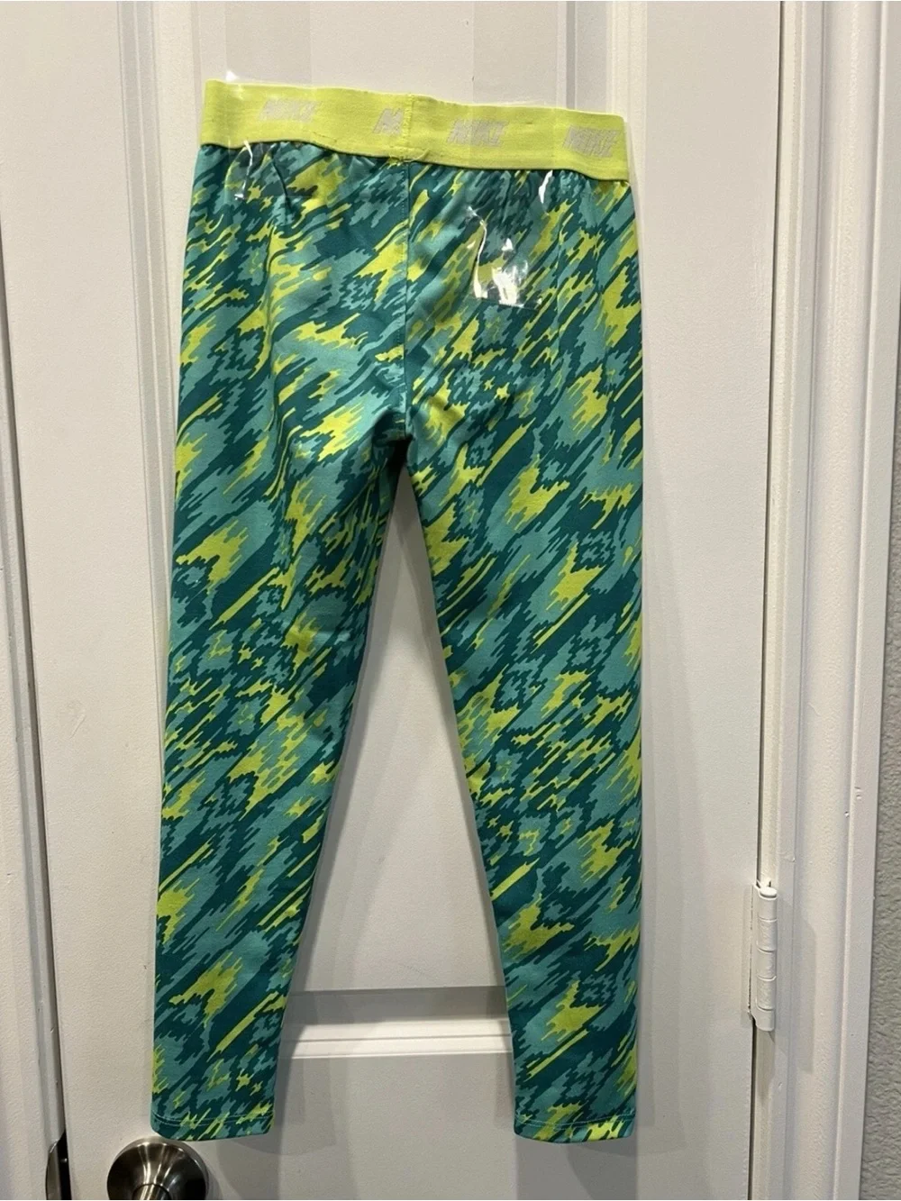 Nike Girls' Teal and Lime Pixel Camo Leggings